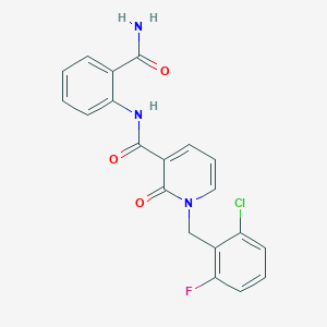 molecular formula C20H15ClFN3O3 B2750229 N-(2-carbamoylphenyl)-1-[(2-chloro-6-fluorophenyl)methyl]-2-oxo-1,2-dihydropyridine-3-carboxamide CAS No. 946303-25-9
