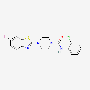 molecular formula C18H16ClFN4OS B2750269 N-(2-chlorophenyl)-4-(6-fluoro-1,3-benzothiazol-2-yl)piperazine-1-carboxamide CAS No. 1209353-54-7