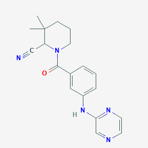 3,3-Dimethyl-1-{3-[(pyrazin-2-yl)amino]benzoyl}piperidine-2-carbonitrile