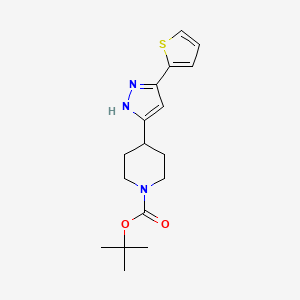 molecular formula C17H23N3O2S B2750302 tert-butyl 4-[5-(2-thienyl)-1H-pyrazol-3-yl]tetrahydro-1(2H)-pyridinecarboxylate CAS No. 1030617-10-7