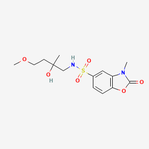 molecular formula C14H20N2O6S B2750332 N-(2-hydroxy-4-methoxy-2-methylbutyl)-3-methyl-2-oxo-2,3-dihydro-1,3-benzoxazole-5-sulfonamide CAS No. 2319846-31-4