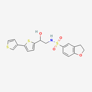 molecular formula C18H17NO4S3 B2750337 N-(2-{[2,3'-bithiophene]-5-yl}-2-hydroxyethyl)-2,3-dihydro-1-benzofuran-5-sulfonamide CAS No. 2380070-88-0