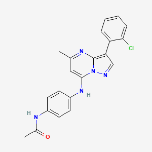 molecular formula C21H18ClN5O B2750385 N-(4-{[3-(2-chlorophenyl)-5-methylpyrazolo[1,5-a]pyrimidin-7-yl]amino}phenyl)acetamide CAS No. 890635-18-4