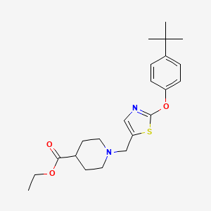 molecular formula C22H30N2O3S B2750386 Ethyl 1-({2-[4-(tert-butyl)phenoxy]-1,3-thiazol-5-yl}methyl)-4-piperidinecarboxylate CAS No. 439097-03-7