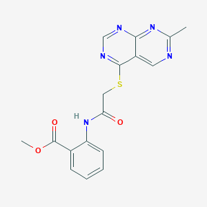 molecular formula C17H15N5O3S B2750390 Methyl 2-[2-({7-methylpyrimido[4,5-d][1,3]diazin-4-yl}sulfanyl)acetamido]benzoate CAS No. 1116005-98-1