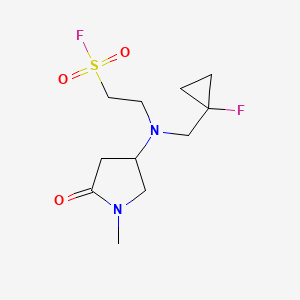 molecular formula C11H18F2N2O3S B2750397 2-[(1-Fluorocyclopropyl)methyl-(1-methyl-5-oxopyrrolidin-3-yl)amino]ethanesulfonyl fluoride CAS No. 2411236-40-1