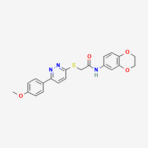 molecular formula C21H19N3O4S B2750425 N-(2,3-dihydro-1,4-benzodioxin-6-yl)-2-{[6-(4-methoxyphenyl)pyridazin-3-yl]sulfanyl}acetamide CAS No. 872688-93-2