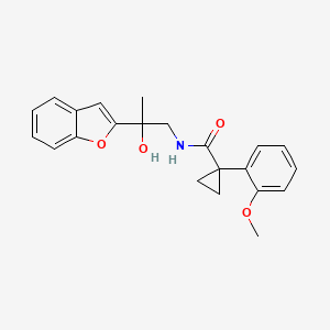 molecular formula C22H23NO4 B2750436 N-[2-(1-benzofuran-2-yl)-2-hydroxypropyl]-1-(2-methoxyphenyl)cyclopropane-1-carboxamide CAS No. 1904297-37-5