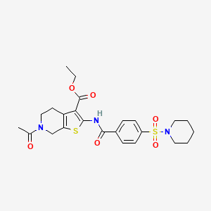 molecular formula C24H29N3O6S2 B2750450 ethyl 6-acetyl-2-[4-(piperidine-1-sulfonyl)benzamido]-4H,5H,6H,7H-thieno[2,3-c]pyridine-3-carboxylate CAS No. 449769-51-1