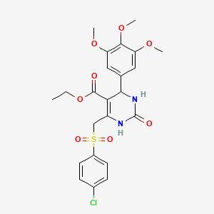 molecular formula C23H25ClN2O8S B2750490 ethyl 6-[(4-chlorobenzenesulfonyl)methyl]-2-oxo-4-(3,4,5-trimethoxyphenyl)-1,2,3,4-tetrahydropyrimidine-5-carboxylate CAS No. 865657-08-5