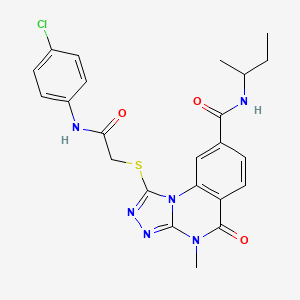 molecular formula C23H23ClN6O3S B2750562 N-(butan-2-yl)-1-({[(4-chlorophenyl)carbamoyl]methyl}sulfanyl)-4-methyl-5-oxo-4H,5H-[1,2,4]triazolo[4,3-a]quinazoline-8-carboxamide CAS No. 1105237-11-3