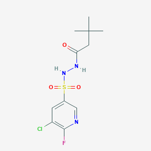 molecular formula C11H15ClFN3O3S B2750575 N'-(5-Chloro-6-fluoropyridin-3-yl)sulfonyl-3,3-dimethylbutanehydrazide CAS No. 2248774-75-4
