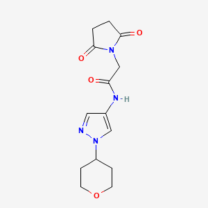 B2750577 2-(2,5-dioxopyrrolidin-1-yl)-N-(1-(tetrahydro-2H-pyran-4-yl)-1H-pyrazol-4-yl)acetamide CAS No. 1797091-10-1