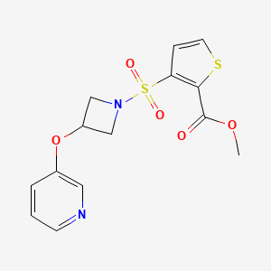 molecular formula C14H14N2O5S2 B2750581 Methyl 3-((3-(pyridin-3-yloxy)azetidin-1-yl)sulfonyl)thiophene-2-carboxylate CAS No. 1904048-19-6