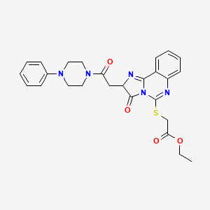 molecular formula C26H27N5O4S B2750618 ethyl 2-({3-oxo-2-[2-oxo-2-(4-phenylpiperazin-1-yl)ethyl]-2H,3H-imidazo[1,2-c]quinazolin-5-yl}sulfanyl)acetate CAS No. 958580-76-2