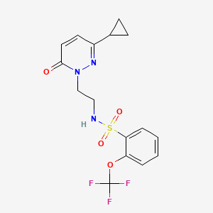 molecular formula C16H16F3N3O4S B2750652 N-(2-(3-cyclopropyl-6-oxopyridazin-1(6H)-yl)ethyl)-2-(trifluoromethoxy)benzenesulfonamide CAS No. 2034387-48-7