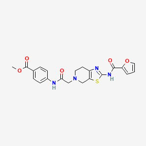 molecular formula C21H20N4O5S B2750670 methyl 4-(2-(2-(furan-2-carboxamido)-6,7-dihydrothiazolo[5,4-c]pyridin-5(4H)-yl)acetamido)benzoate CAS No. 1396886-73-9