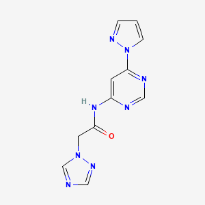 molecular formula C11H10N8O B2750758 N-(6-(1H-pyrazol-1-yl)pyrimidin-4-yl)-2-(1H-1,2,4-triazol-1-yl)acetamide CAS No. 1428367-06-9