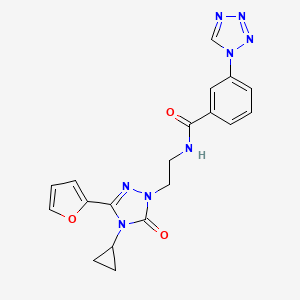 molecular formula C19H18N8O3 B2750793 N-{2-[4-cyclopropyl-3-(furan-2-yl)-5-oxo-4,5-dihydro-1H-1,2,4-triazol-1-yl]ethyl}-3-(1H-1,2,3,4-tetrazol-1-yl)benzamide CAS No. 1797125-90-6