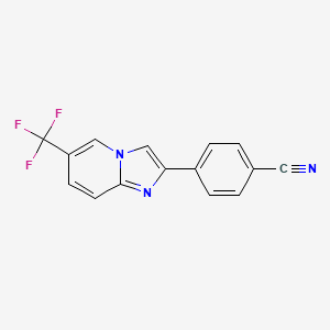 molecular formula C15H8F3N3 B2750809 4-[6-(Trifluoromethyl)imidazo[1,2-a]pyridin-2-yl]benzonitrile CAS No. 907960-23-0
