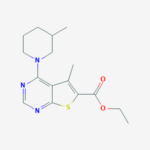 molecular formula C16H21N3O2S B275084 Ethyl 5-methyl-4-(3-methyl-1-piperidinyl)thieno[2,3-d]pyrimidine-6-carboxylate 