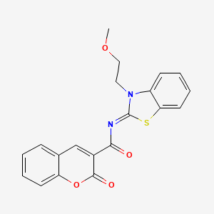 molecular formula C20H16N2O4S B2750854 N-[(2Z)-3-(2-methoxyethyl)-2,3-dihydro-1,3-benzothiazol-2-ylidene]-2-oxo-2H-chromene-3-carboxamide CAS No. 864975-58-6