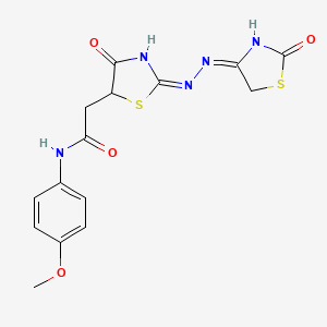N-(4-methoxyphenyl)-2-((E)-4-oxo-2-((E)-(2-oxothiazolidin-4-ylidene)hydrazono)thiazolidin-5-yl)acetamide