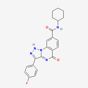 molecular formula C22H20FN5O2 B2750930 N-cyclohexyl-3-(4-fluorophenyl)-5-oxo-4H,5H-[1,2,3]triazolo[1,5-a]quinazoline-8-carboxamide CAS No. 1031649-90-7