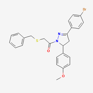 2-Benzylsulfanyl-1-[5-(4-bromophenyl)-3-(4-methoxyphenyl)-3,4-dihydropyrazol-2-yl]ethanone