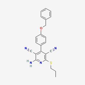 molecular formula C23H20N4OS B2750944 2-Amino-4-(4-(benzyloxy)phenyl)-6-(propylthio)pyridine-3,5-dicarbonitrile CAS No. 391228-48-1