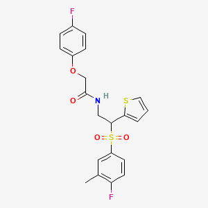 molecular formula C21H19F2NO4S2 B2750945 N-[2-(4-fluoro-3-methylbenzenesulfonyl)-2-(thiophen-2-yl)ethyl]-2-(4-fluorophenoxy)acetamide CAS No. 941950-07-8