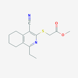 molecular formula C15H18N2O2S B2750951 Methyl [(4-cyano-1-ethyl-5,6,7,8-tetrahydroisoquinolin-3-yl)sulfanyl]acetate CAS No. 1411990-76-5