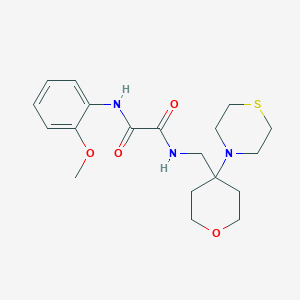molecular formula C19H27N3O4S B2750952 N'-(2-Methoxyphenyl)-N-[(4-thiomorpholin-4-yloxan-4-yl)methyl]oxamide CAS No. 2415503-48-7