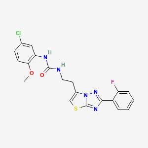 molecular formula C20H17ClFN5O2S B2750961 1-(5-Chloro-2-methoxyphenyl)-3-(2-(2-(2-fluorophenyl)thiazolo[3,2-b][1,2,4]triazol-6-yl)ethyl)urea CAS No. 1208452-80-5