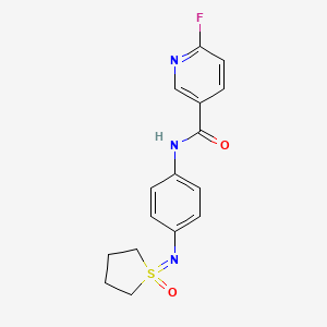 molecular formula C16H16FN3O2S B2750970 6-fluoro-N-{4-[(1-oxo-1lambda6-thiolan-1-ylidene)amino]phenyl}pyridine-3-carboxamide CAS No. 2094207-46-0