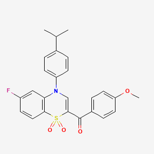molecular formula C25H22FNO4S B2750971 [6-fluoro-4-(4-isopropylphenyl)-1,1-dioxido-4H-1,4-benzothiazin-2-yl](4-methoxyphenyl)methanone CAS No. 1114656-44-8