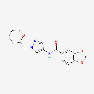 N-(1-((tetrahydro-2H-pyran-2-yl)methyl)-1H-pyrazol-4-yl)benzo[d][1,3]dioxole-5-carboxamide