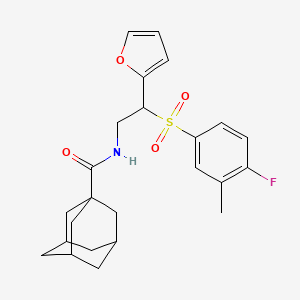 molecular formula C24H28FNO4S B2750995 N-[2-(4-fluoro-3-methylbenzenesulfonyl)-2-(furan-2-yl)ethyl]adamantane-1-carboxamide CAS No. 946243-64-7