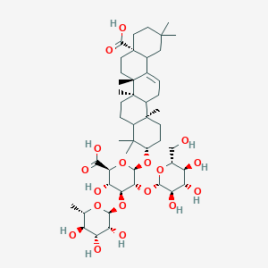 molecular formula C48H76O18 B2751028 NCGC00384610-01_C48H76O18_Olean-12-en-28-oic acid, 3-[[O-6-deoxy-alpha-L-mannopyranosyl-(1->3)-O-[beta-D-glucopyranosyl-(1->2)]-beta-D-glucopyranuronosyl]oxy]-, (3beta,5xi,9xi,18xi)- CAS No. 110064-54-5