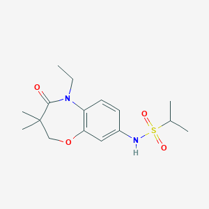 molecular formula C16H24N2O4S B2751034 N-(5-ethyl-3,3-dimethyl-4-oxo-2,3,4,5-tetrahydrobenzo[b][1,4]oxazepin-8-yl)propane-2-sulfonamide CAS No. 922097-90-3