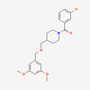molecular formula C22H26BrNO4 B2751036 (3-Bromophenyl)(4-(((3,5-dimethoxybenzyl)oxy)methyl)piperidin-1-yl)methanone CAS No. 1421530-87-1