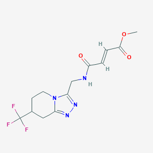 molecular formula C13H15F3N4O3 B2751038 Methyl (E)-4-oxo-4-[[7-(trifluoromethyl)-5,6,7,8-tetrahydro-[1,2,4]triazolo[4,3-a]pyridin-3-yl]methylamino]but-2-enoate CAS No. 2411338-49-1