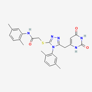 molecular formula C25H26N6O3S B2751039 N-(2,5-dimethylphenyl)-2-((4-(2,5-dimethylphenyl)-5-((2,6-dioxo-1,2,3,6-tetrahydropyrimidin-4-yl)methyl)-4H-1,2,4-triazol-3-yl)thio)acetamide CAS No. 852048-24-9