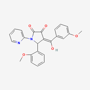 molecular formula C24H20N2O5 B2751041 3-hydroxy-4-(3-methoxybenzoyl)-5-(2-methoxyphenyl)-1-(pyridin-2-yl)-1H-pyrrol-2(5H)-one CAS No. 618418-26-1