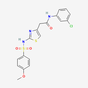 molecular formula C18H16ClN3O4S2 B2751057 N-(3-chlorophenyl)-2-(2-(4-methoxyphenylsulfonamido)thiazol-4-yl)acetamide CAS No. 922000-70-2