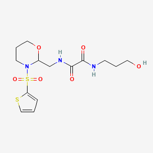 N1-(3-hydroxypropyl)-N2-((3-(thiophen-2-ylsulfonyl)-1,3-oxazinan-2-yl)methyl)oxalamide