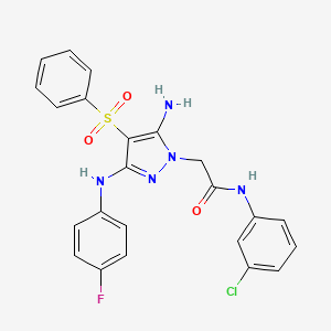 2-(5-amino-3-((4-fluorophenyl)amino)-4-(phenylsulfonyl)-1H-pyrazol-1-yl)-N-(3-chlorophenyl)acetamide