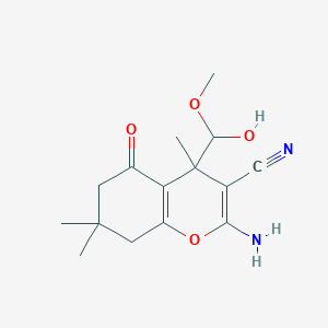 2-amino-4-[hydroxy(methoxy)methyl]-4,7,7-trimethyl-5-oxo-5,6,7,8-tetrahydro-4H-chromene-3-carbonitrile