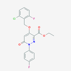 molecular formula C20H15ClF2N2O4 B2751114 Ethyl 4-((2-chloro-6-fluorobenzyl)oxy)-1-(4-fluorophenyl)-6-oxo-1,6-dihydropyridazine-3-carboxylate CAS No. 899944-01-5
