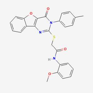 molecular formula C26H21N3O4S B2751135 N-(2-METHOXYPHENYL)-2-{[3-(4-METHYLPHENYL)-4-OXO-3,4-DIHYDRO[1]BENZOFURO[3,2-D]PYRIMIDIN-2-YL]SULFANYL}ACETAMIDE CAS No. 872208-12-3